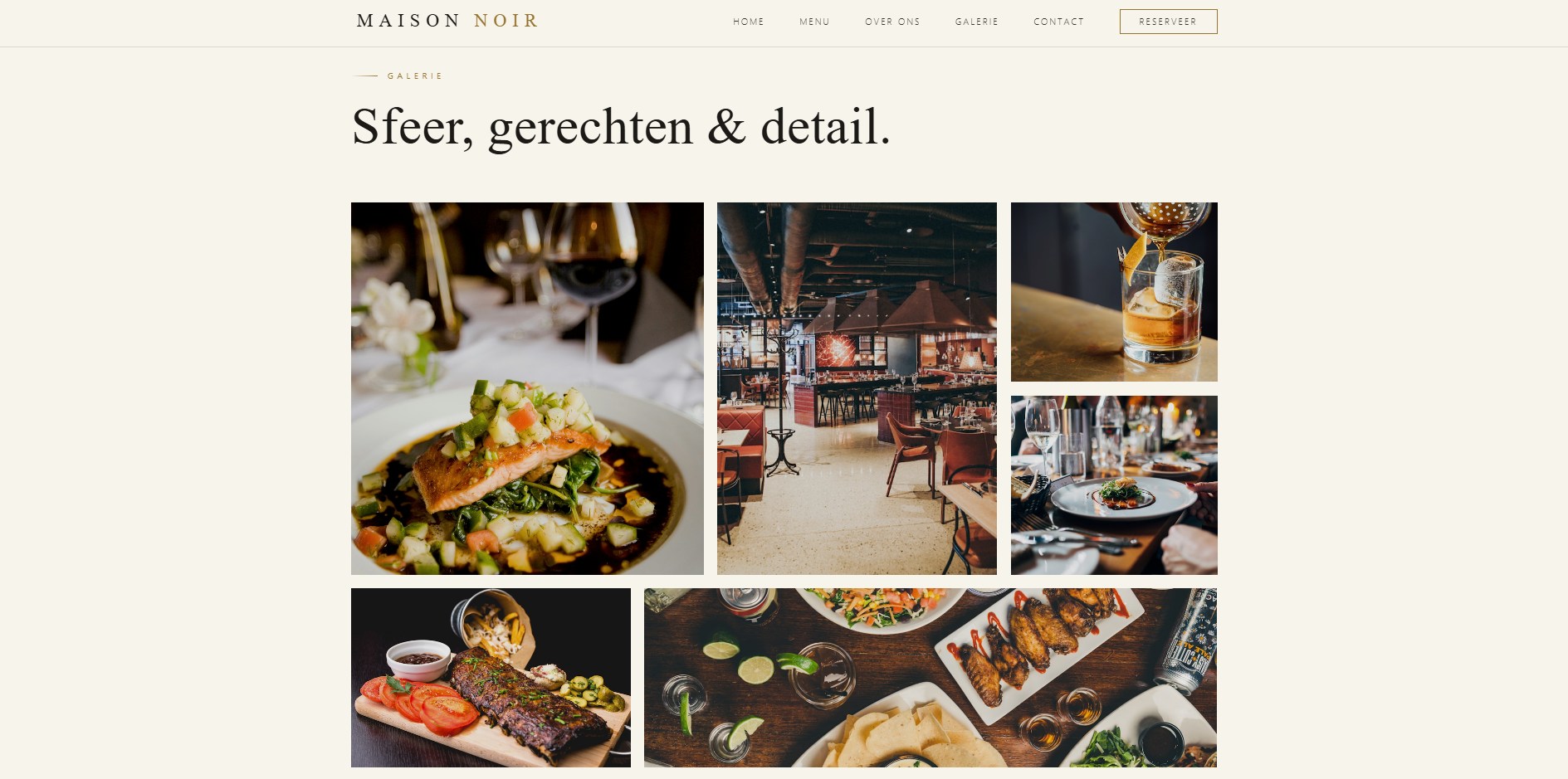 Maison Noir — galerie met sfeer- en gerechtfoto’s