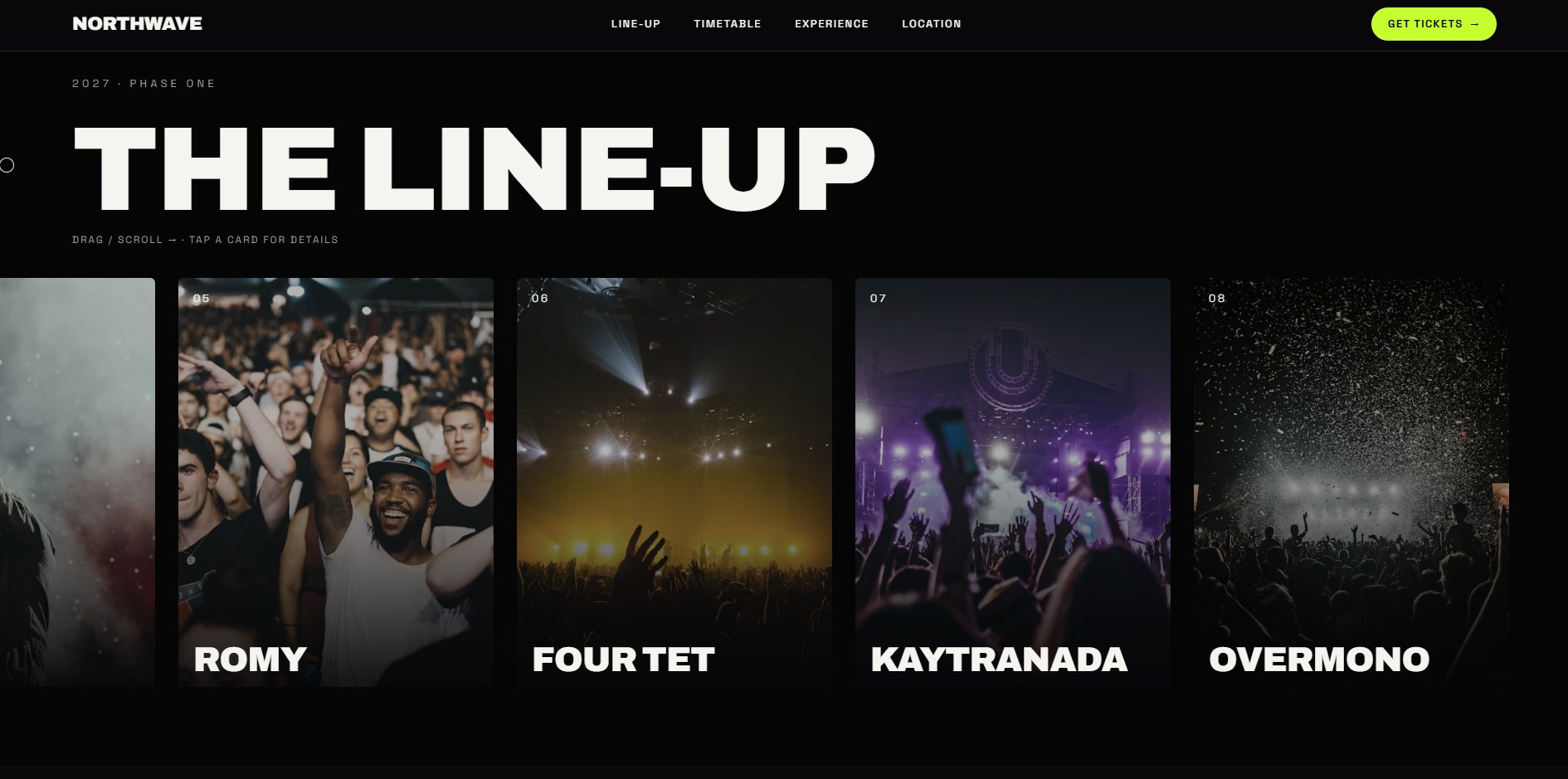 NORTHWAVE — line-up met artiestenkaarten