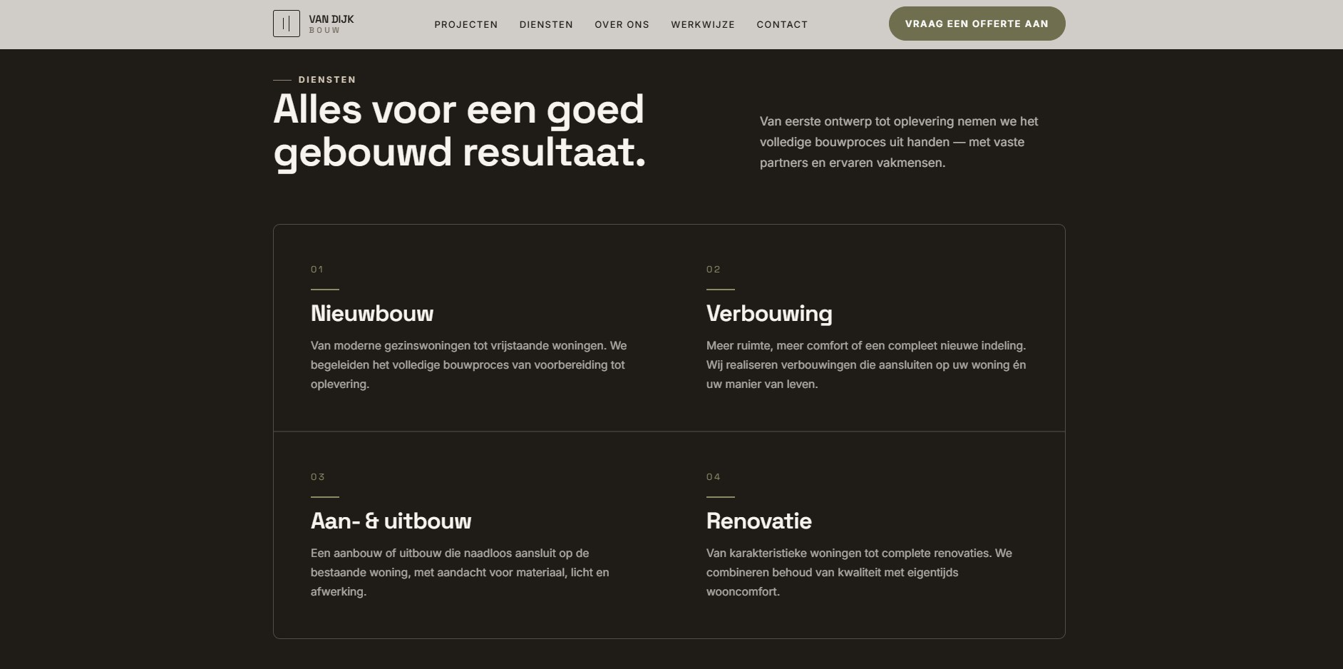 Van Dijk Bouw — dienstenoverzicht